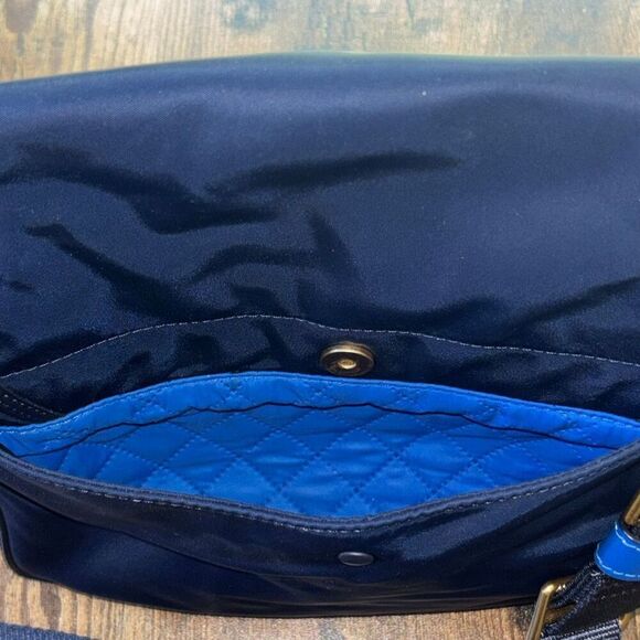 Tory Burch Perry nylon shoulder/crossbody purse bag blue colorblock - Picture 11 of 12